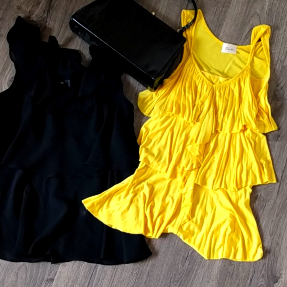 2- Tiered ruffle, flowy,sleeveless blouses